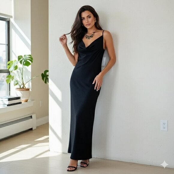 BELLEVUE THE LABEL Dresses & Skirts - NWT BELLEVUE THE LABEL SARA COWL NECK KNIT MIDI DRESS